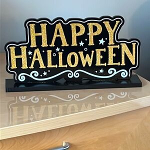 Light up wooden happy Halloween sign brand new batteries included